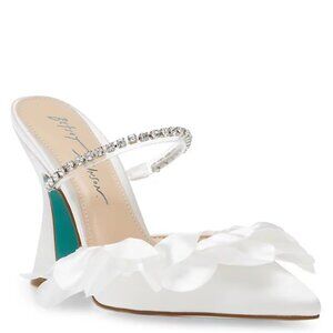 Betsey Johnson Satin Heel with Rhinestone Sparke Strap | Jayde Bridal Heels